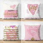 - Suet-K4luset666 - Realhomes 4'lü Çift Taraflı Sevgililer Günü Konseptli Özel Tasarım Modern Süet Kombin Yastık Kırlent Kılıf Seti Realhomes