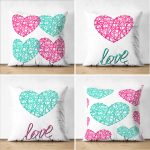 - Suet-K4luset667 - Realhomes  4'lü Çift Taraflı Sevgililer Günü Konseptli Özel Tasarım Modern Süet Kombin Yastık Kırlent Kılıf Seti Realhomes