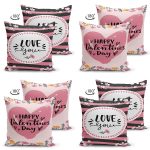 4'lü Çift Taraflı Sevgililer Günü Konseptli Özel Tasarım Modern Süet Kombin Yastık Kırlent Kılıf Seti Realhomes