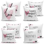 - Suet-K4luset682-1 - Realhomes  4'lü Çift Taraflı Sevgililer Günü Konseptli Özel Tasarım Modern Süet Kombin Yastık Kırlent Kılıf Seti Realhomes