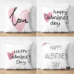 - Suet-K4luset682 - Realhomes 4'lü Çift Taraflı Sevgililer Günü Konseptli Özel Tasarım Modern Süet Kombin Yastık Kırlent Kılıf Seti Realhomes