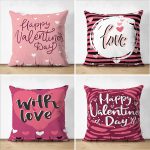 - Suet-K4luset691 - Realhomes 4'lü Çift Taraflı Sevgililer Günü Konseptli Özel Tasarım Modern Süet Kombin Yastık Kırlent Kılıf Seti Realhomes