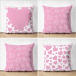 - Suet-K4luset695 - Realhomes  4'lü Çift Taraflı Sevgililer Günü Konseptli Özel Tasarım Modern Süet Kombin Yastık Kırlent Kılıf Seti Realhomes