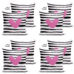 4'lü Çift Taraflı Sevgililer Günü Konseptli Özel Tasarım Modern Süet Kombin Yastık Kırlent Kılıf Seti Realhomes