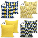 - Suet-K4luset702-1 - Realhomes 4'lü Çift Taraflı Sarı Lacivert Zigzag Desenli Özel Tasarımlı Süet Yastık Kırlent Kılıfı Seti Realhomes