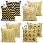 - Suet-K4luset707-1 - Realhomes 4'lü Çift Taraflı Özel Gold Tasarımlı Dijital Baskılı Modern Süet Yastık Kırlent Kılıf Seti Realhomes