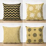 - Suet-K4luset707 - Realhomes 4'lü Çift Taraflı Özel Gold Tasarımlı Dijital Baskılı Modern Süet Yastık Kırlent Kılıf Seti Realhomes