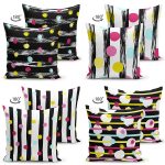 - Suet-K4luset709-1 - Realhomes 4'lü Çift Taraflı Renkli Puantiye Motifli Dijital Baskılı Modern Süet Yastık Kırlent Kılıf Seti Realhomes