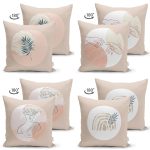 - Suet-K4luset711-1 - Realhomes 4'lü Çift Taraflı Bohem Tasarımlı Dijital Baskılı Dekoratif Süet Yastık Kırlent Kılıfı Seti Realhomes