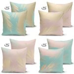 - Suet-K4luset714-1 - Realhomes 4'lü Çift Taraflı Soft Renkli Özel Tasarım Dekoratif Süet Yastık Kırlent Kılıf Seti Realhomes