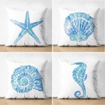 - Suet-K4luset716 - Realhomes 4'lü Çift Taraflı Deniz Canlıları Konseptli Dekoratif Süet Yastık Kırlent Kılıf Seti Realhomes