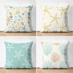 - Suet-K4luset717 - Realhomes  4'lü Çift Taraflı Deniz Yıldızı Motifli Dijital Baskılı Modern Süet Yastık Kırlent Kılıf Seti Realhomes