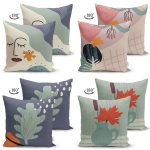 - Suet-K4luset719-1 - Realhomes 4'lü Çift Taraflı Bohem Tasarımlı Dijital Baskılı Dekoratif Süet Yastık Kırlent Kılıfı Seti Realhomes