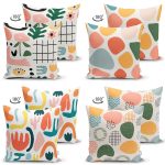 - Suet-K4luset720-1 - Realhomes 4'lü Çift Taraflı Soyut Desenli Özel Tasarımlı Modern Süet Yastık Kırlent Kılıfı Seti Realhomes