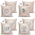 - Suet-K4luset721-1 - Realhomes  4'lü Çift Taraflı Bohem Tasarımlı Dijital Baskılı Dekoratif Süet Yastık Kırlent Kılıfı Seti Realhomes