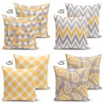 - Suet-K4luset728-1 - Realhomes 4'lü Çift Taraflı Realhomes Özel Tasarım Dijital Baskılı Modern Süet Yastık Kırlent Kılıfı Seti Realhomes