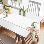 - SuetRunner-10001-1 - Realhomes  Tropik Yaprak Motifli Dijital Baskılı Dekoratif Süet Runner Realhomes