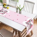 - SuetRunner-10003-1 - Realhomes Pembe Zemin Kalpli Antika Telefon Tasarımlı Dijital Baskılı Dekoratif Süet Runner Realhomes