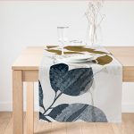 - SuetRunner-10006 - Realhomes Özel Tasarım Yaprak Motifli Dijital Baskılı Modern Süet Runner Realhomes