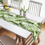 - SuetRunner-10039-1 - Realhomes Yeşil Tropik Yapraklar Tasarımlı Dijital Baskılı Dekoratif Süet Runner Realhomes