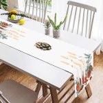 - SuetRunner-10062-1 - Realhomes  Çam Yapraklı Mum Tasarımlı Dijital Baskılı Modern Süet Runner Realhomes