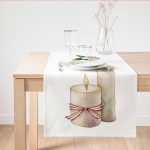 - SuetRunner-10063 - Realhomes  Özel Tasarım Mum Motifli Dijital Baskılı Dekoratif Süet Runner Realhomes