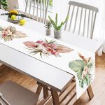 - SuetRunner-10067-1 - Realhomes  Tropik Yaprak Tasarımlı Dijital Baskılı Dekoratif Süet Runner Realhomes