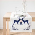 - SuetRunner-10077 - Realhomes  Mery Christmas Geyik Tasarımlı Dijital Baskılı Dekoratif Süet Runner Realhomes