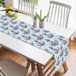 - SuetRunner-10079-1 - Realhomes  Mavi Çizgili Çapa Tasarımlı Dijital Baskılı Dekoratif Süet Runner Realhomes