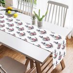 - SuetRunner-10080-1 - Realhomes  Beyaz Zemin Çapa Motifli Dijital Baskılı Modern Süet Runner Realhomes