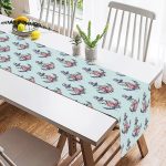 Mint Yeşili Zemin Çapa Tasarımlı Dijital Baskılı Dekoratif Süet Runner Realhomes