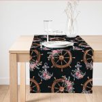 - SuetRunner-10084 - Realhomes  Siyah Zemin Çapa & Dümen Tasarımlı Dijital Baskılı Modern Süet Runner Realhomes