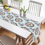 - SuetRunner-10086-1 - Realhomes  Mavi Çizgili Çapa & Dümen Motifli Dijital Baskılı Modern Süet Runner Realhomes