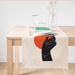 - SuetRunner-10093 - Realhomes Sanatsal Yeşeren Çiçek Tasarımlı Dijital Baskılı Dekoratif Süet Runner Realhomes