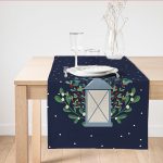 - SuetRunner-10101 - Realhomes  Lacivert Zeminli Özel Tasarımlı Dijital Baskılı Dekoratif Süet Runner Realhomes