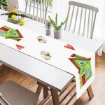 - SuetRunner-10114-1 - Realhomes  Minyatür Yeşil Ev Çizimli Dijital Baskılı Modern Süet Runner Realhomes