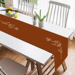 Kahve Zemin Minimalist Çizimli Dijital Baskılı Modern Süet Runner Realhomes