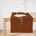 Kahve Zemin Minimalist Çizimli Dijital Baskılı Modern Süet Runner Realhomes