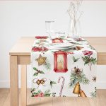 - SuetRunner-10132 - Realhomes  Şamdan Tasarımlı Yılbaşı Konseptli Dijital Baskılı Modern Süet Runner Realhomes