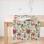 - SuetRunner-10133 - Realhomes  Şamdan Tasarımlı Yılbaşı Konseptli Dijital Baskılı Dekoratif Süet Runner Realhomes