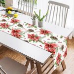 Kırmızı Gül & Kozalak Tasarımlı Dijital Baskılı Modern Süet Runner Realhomes