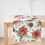 Kırmızı Gül & Kozalak Tasarımlı Dijital Baskılı Modern Süet Runner Realhomes