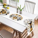 - SuetRunner-10135-1 - Realhomes  Çini Çizimli Guguklu Saat Motifli Dijital Baskılı Dekoratif Süet Runner Realhomes