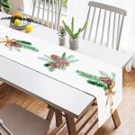 Kozalak Çizimli Cristmas Temalı Dijital Baskılı Dekoratif Süet Runner Realhomes