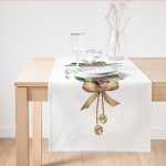 Kozalak Çizimli Cristmas Temalı Dijital Baskılı Dekoratif Süet Runner Realhomes