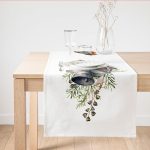 - SuetRunner-10168 - Realhomes  Çan & Kuş Motifli Dijital Baskılı Modern Süet Runner Realhomes