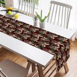 - SuetRunner-10180-1 - Realhomes  Kahve Zemin Kozalak Tasarımlı Dijital Baskılı Dekoratif Süet Runner Realhomes