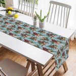 - SuetRunner-10181-1 - Realhomes  Mavi Zemin Kozalak Tasarımlı Dijital Baskılı Modern Süet Runner Realhomes