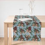 - SuetRunner-10181 - Realhomes  Mavi Zemin Kozalak Tasarımlı Dijital Baskılı Modern Süet Runner Realhomes