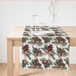 - SuetRunner-10182 - Realhomes  Özel Tasarım Kozalak Tasarımlı Dijital Baskılı Dekoratif Süet Runner Realhomes